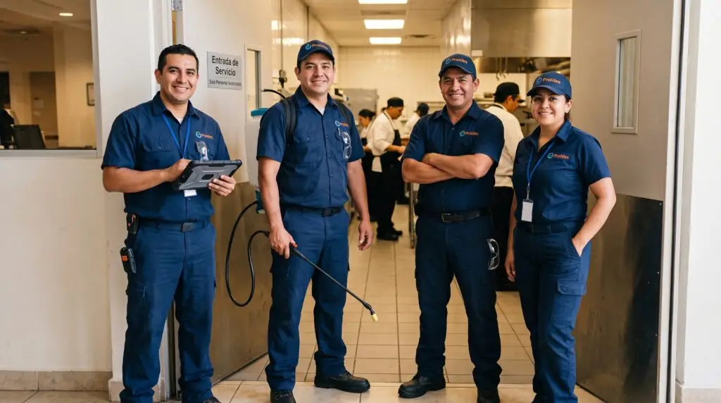 Equipo de técnicos de Proides en la cocina de un hotel